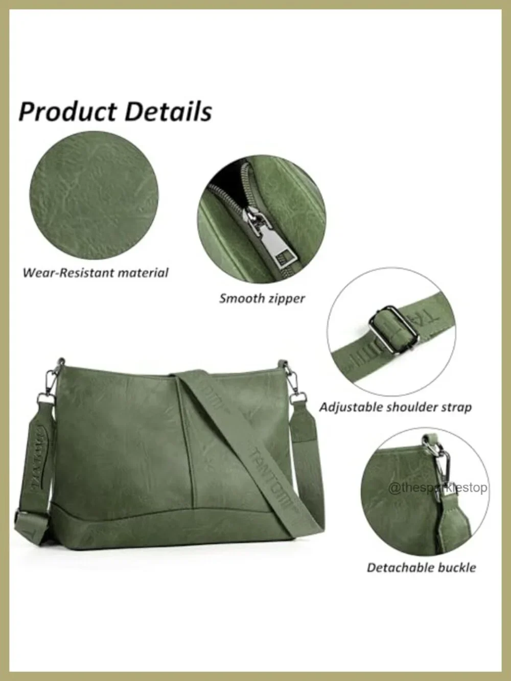 Vegan Leather Crossbody Bag Women Travel Purse Adjustable Strap Zipper